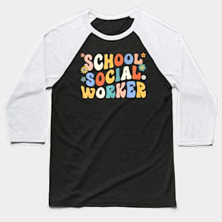 Groovy School Social Worker Coping Skills Back To School Baseball T-Shirt